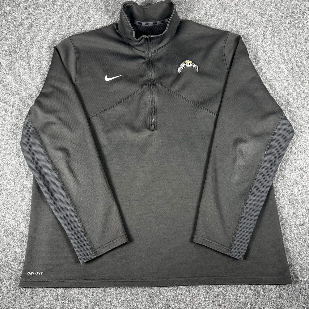 Nike Dri-Fit‎ Pullover Jacket Gray St. Marys Logo Quarter Zip Long Sleeve 2XL